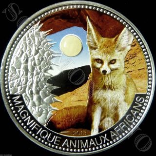 2013 Niger Jade Fennec Fox 1oz Proof Silver Coin In Wood/leather Box 500 Minted photo