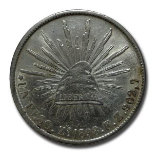 Mexico Zacatecas Zs 1898 F.  Z.  Un Peso Cap And Rays Silver Coin (2051) photo