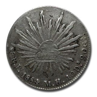 Mexico San Luis Potosi Pi 1884 M.  H.  8 Reales W/ Micro Chops Silver Coin (2044) photo