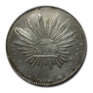 Mexico Mo 1897 A.  M.  8 Reales Cap And Rays Silver Coin (1923) photo