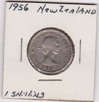 One Shilling Coin Zealand 1956 165 photo