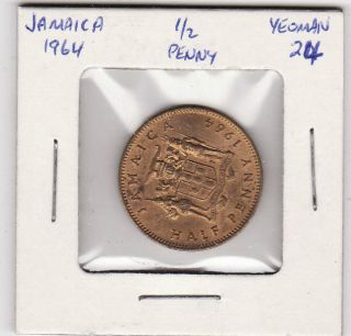 Jamaica 1/2 Penny 1964 Half Penny World Coin 142 photo