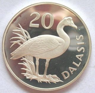 Gambia 1977 Goose 20 Dalasi Silver Coin,  Proof photo