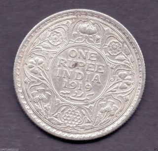 India - British Rupee,  1919 Silver Coin photo