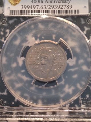 1932 Brazil 100 Reis 400th Anniversary Pcgs Ms63 G116 Choice Bu Coin photo