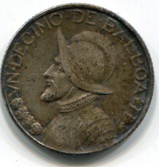 Panama 1932 10c Decimo 90%.  900 Fine Silver -.  0723 Asw - Ef/au - Low Mintage photo