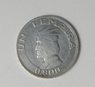 Honduras 1937 Vintage Silver Coin - Un Lempira 0.  900 photo