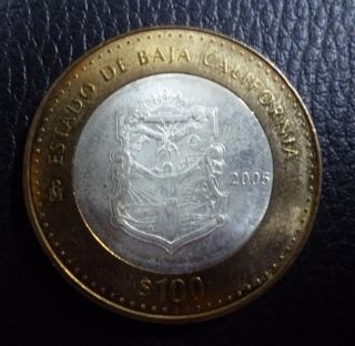 Mexico Bimetallic Silver Coin 100 Pesos Km723 Au 2005 - State Baja California photo