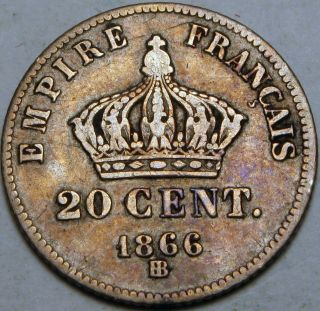 France (second Empire) 20 Centimes 1866 Bb - Silver - Napoleon Iii. photo