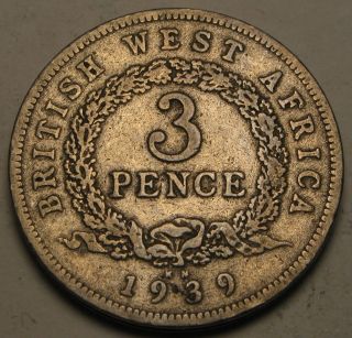 British West Africa 3 Pence 1939 Kn - Copper/nickel - George Vi. photo