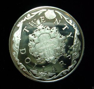 British Virgin Islands 1985 20 Dollars Coin, .  925 Silver Proof Gold Cross photo