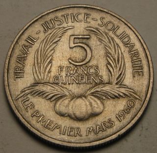 Guinea 5 Francs 1962 - Copper/nickel - Vf/xf photo