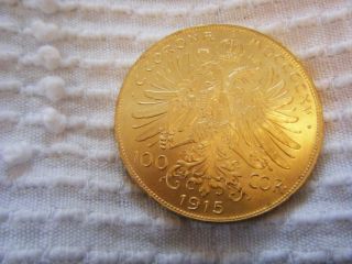 Austria 100 Corona Gold Coin 1915 photo