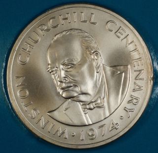 1974 Turks And Caicos Strlng Silver 20 Crown Coin Centenary Of Winston Churchill photo