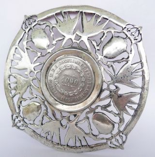 1866 Coin Silver 900 Vinces Petrus Ii D.  G 1000 Brazil Reis Dish & Cup Hallmarks photo