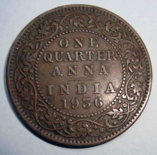 One Quarter Anna 1936 George V Th King Emperor Rare Copper Coin photo