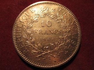 10 Francs Hercule 1966 Silver 90% Coin photo