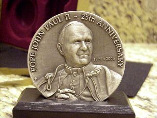 John Paul Ii Numbered Commemorative Medallion W/stand Boxed +certificate photo