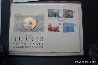 1975 Turner Bicentenary First Day Cover And Silver Medal John Pinches photo