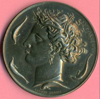 Greek Mythology Goddess Artemis Syracuse Silver Art Medal By A,  Dubois Rare photo