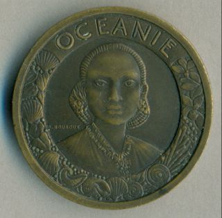 Art Deco International Colonial Exposition Oceanie 1931 Paris Medal By Mouroux photo