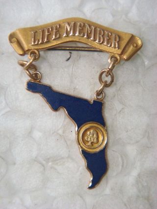 Gold Pin - Life Member (florida Pin With A Tree In The Center) photo