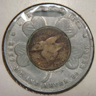 Watch Fob - Made From A Lucky Penny With An 1858 Flying Eagle Cent photo