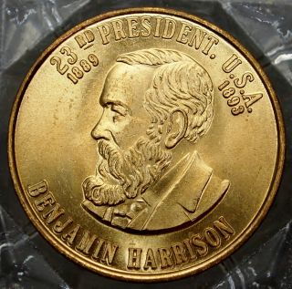 Benjamin Harrison 23th President Of The U.  S.  A.  Brass Collectors Token. . .  9651 photo