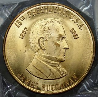 James Buchanan 15th President Of The U.  S.  A.  Brass Collector Token. . .  9657 photo