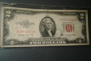 1953 - B / 2 - Doller Red Seal/ Note - Cir. photo