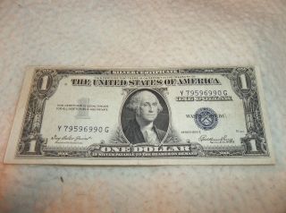 Vintage United States Of America One Dollar Bill/note Blue Seal Series 1935 E photo
