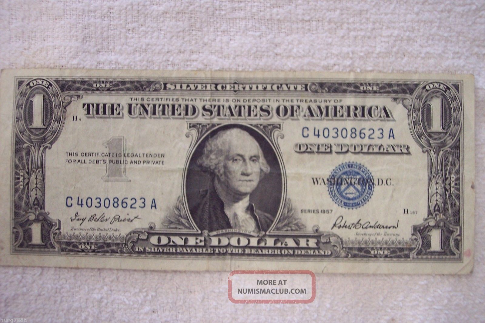 1957.  One Dollars Silver United States Note Series C40308623a Small Size Notes photo