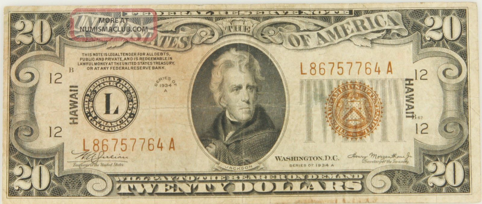 1934a Hawaii 20 Federal Reserve Note Twenty Dollar Bill 1934-c-twenty-dollar-bill-in-circulated
