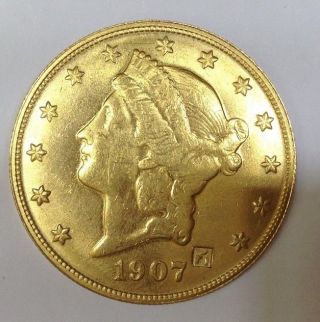 1907 $20 Liberty Head Double Eagle Gold photo