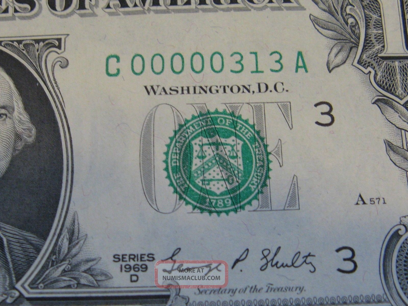 Four Low Serial Number Three Digit ' 00000313 ' Matching $1. 00 Bills ...