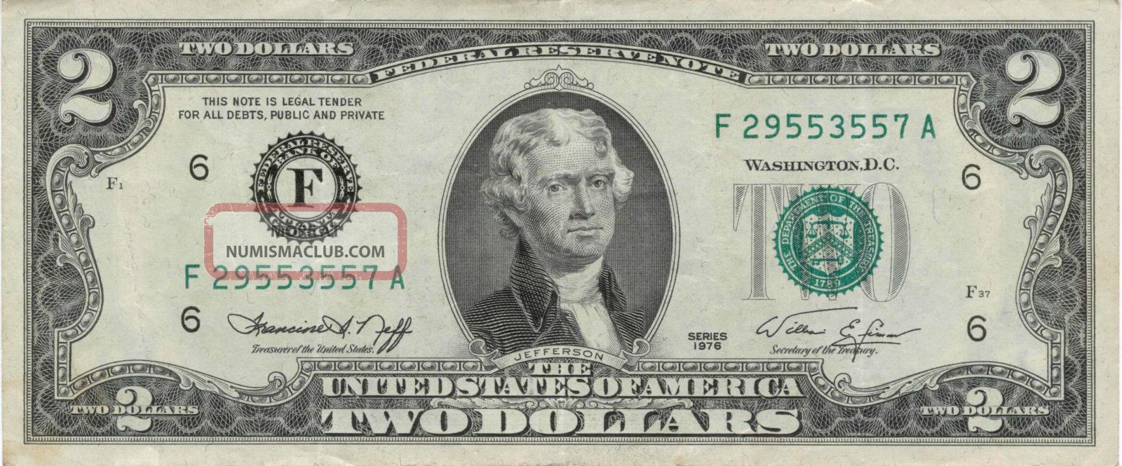 1976 200th Anniversary Bicentennial Federal Reserve Note S/n F29553557 Small Size Notes photo