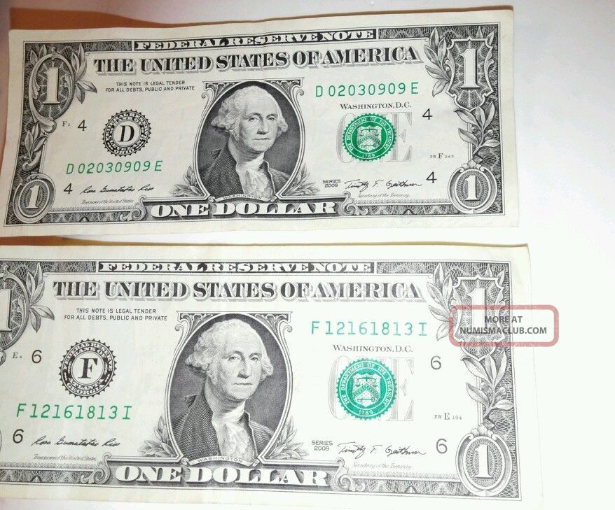 Two 2 Repeating Serial Number 1 00 Bill S In Good Circulated