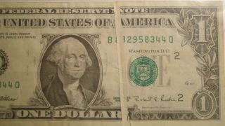 Bill One Dollar Rare Defect Error Large Margin photo