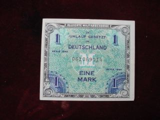 1944 Germany 1 Mark Allied Military Currency Scwpm 192a Vf+ photo
