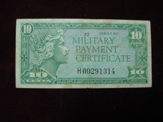 Military Payment Certificate 10 Cents Series 611,  Replacement Note Fine - Vf photo