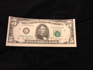 1977a 5 Dollar Error Bill Faulty Alignment (miscut) Uncirculated photo