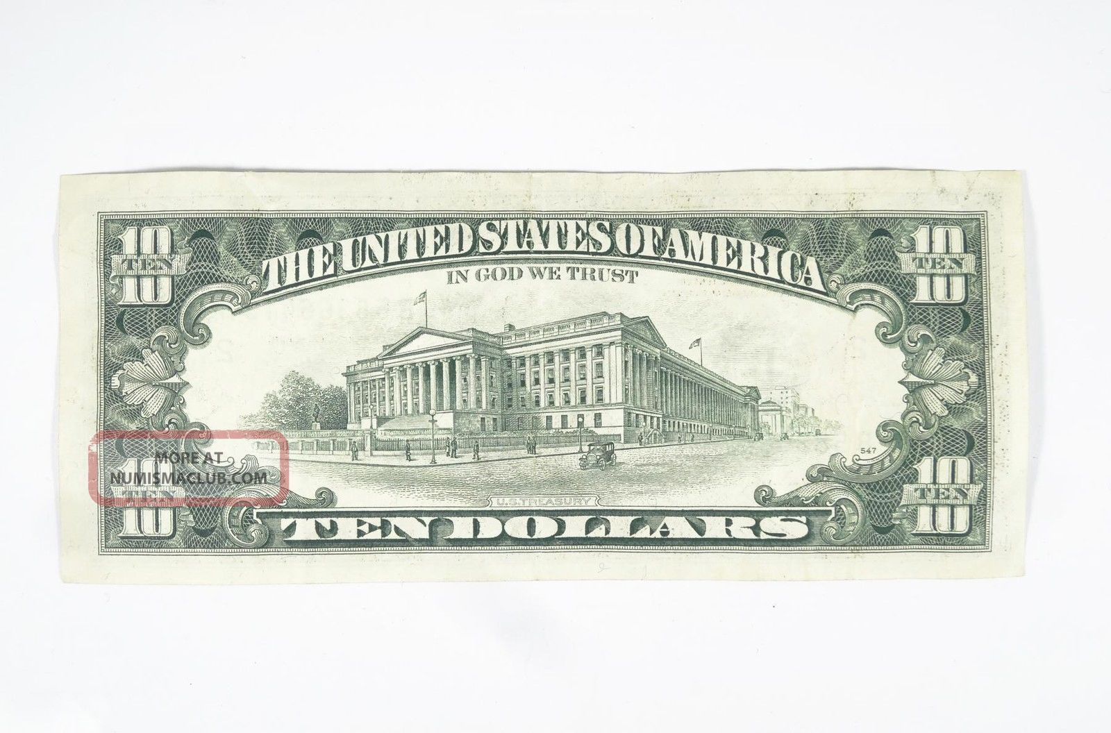 Rare Date 1990 Us $10 Banknote Currency Ink Transfer Error