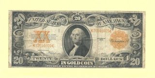 1922 $20 Gold Certificate Fr 1187 Classic Gold Certificate Very Fine photo