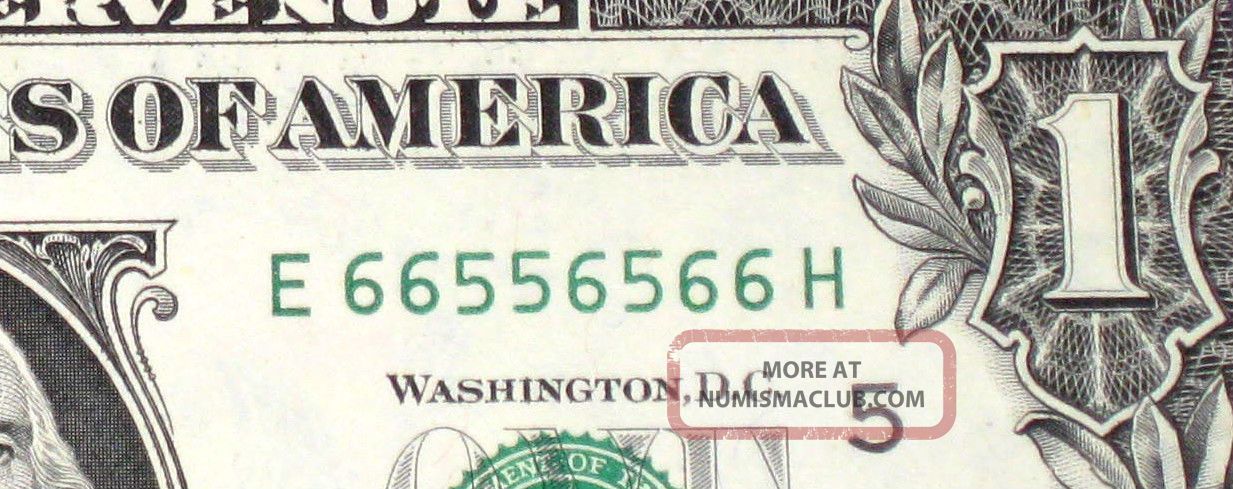 66556566 Fancy Binary Serial Number $1 1999 Choice - Gem Uncirculated We Small Size Notes photo