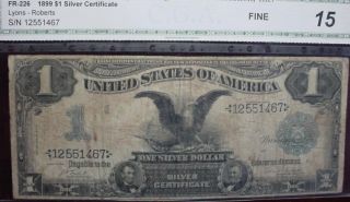 1899 $1 Silver Certificate Fr - 226 Cga Fine 15 photo