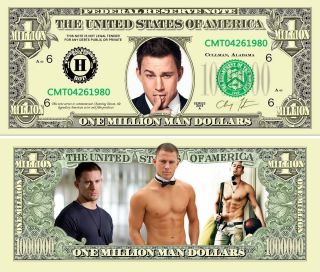 Channing Tatum One Million Man Dollars,  Hot Realistic Novelty Funny Money Bills photo
