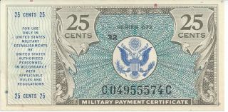 Mpc Series 472 Military Payment Certificate 25 Cents Chcu 1948 Currency 574c photo