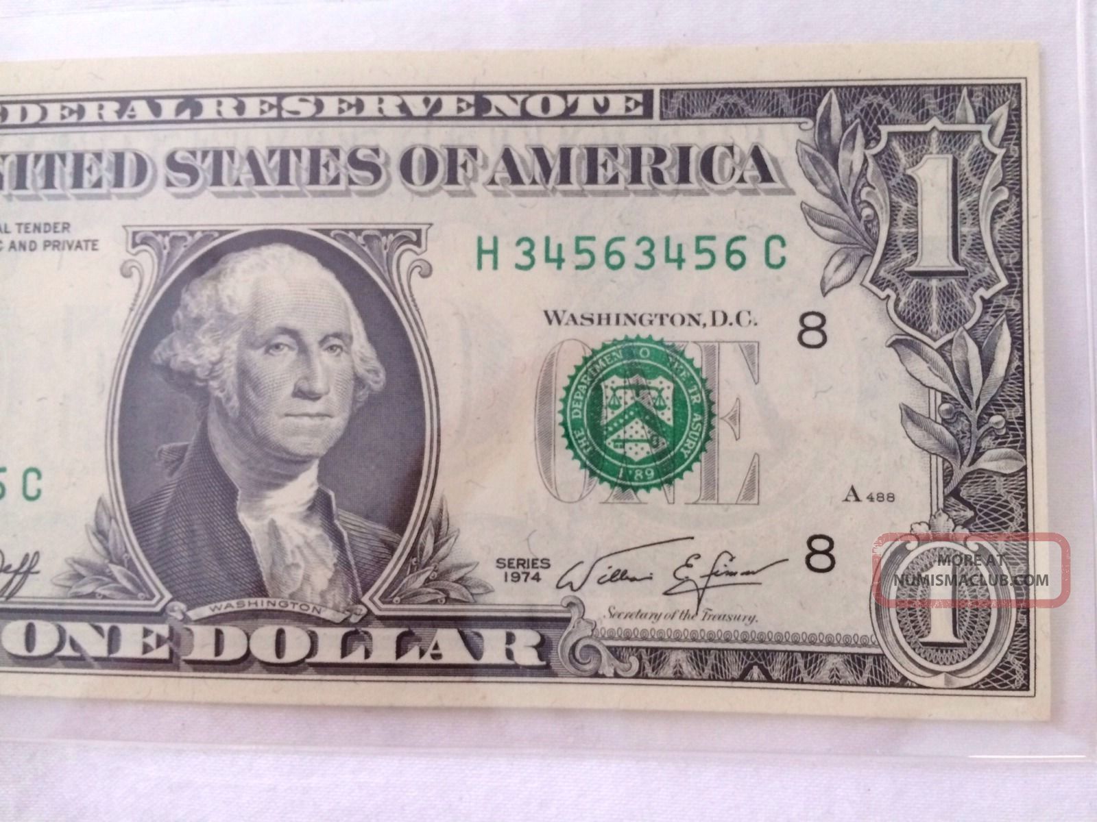 Ladder Note $1 Ladder Repeater 34563456 1974 Frn St. Louis Note Uncirculated