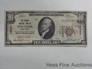 Dunbar York Bank 13237 National Currency 1929 Ten Dollar Note photo