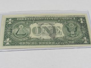 1988 1.  00 Federal Reserve Note 3rd Print Error photo